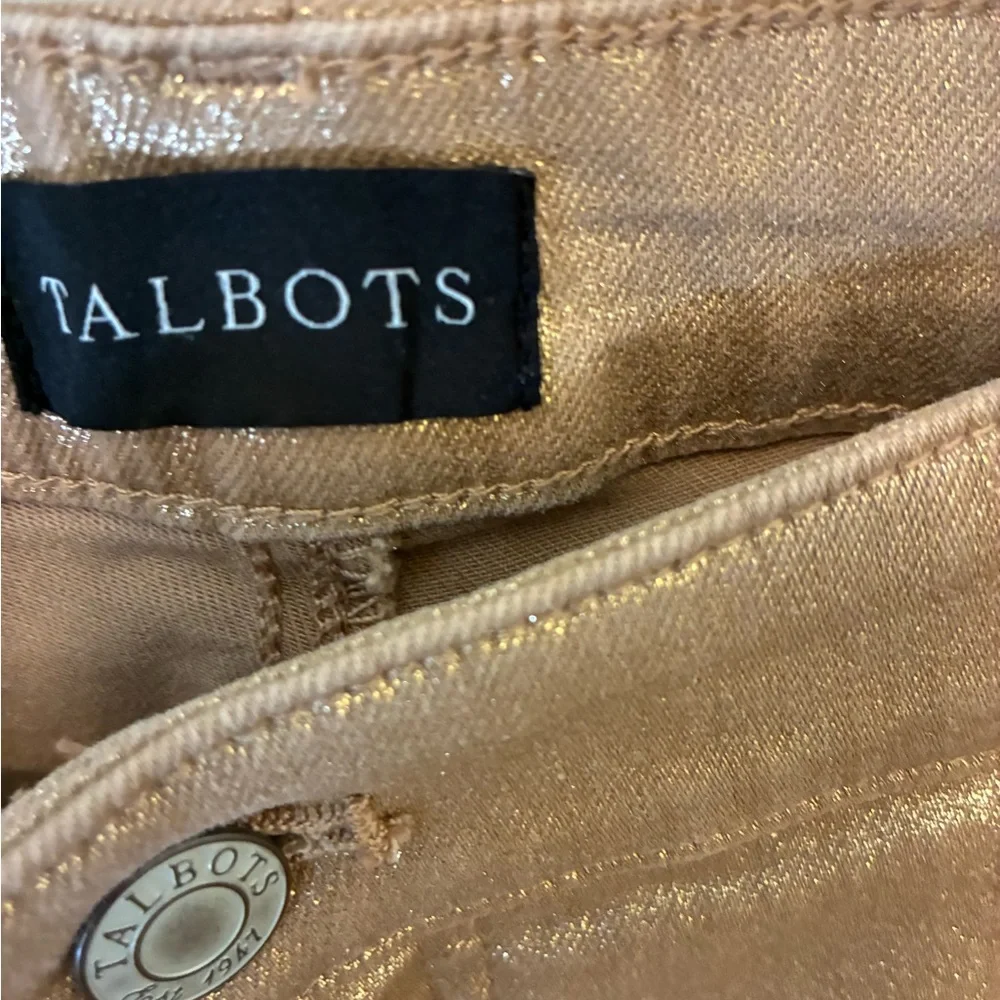 Talbots Slim Ankle Jeans Gold Shimmer Size 12